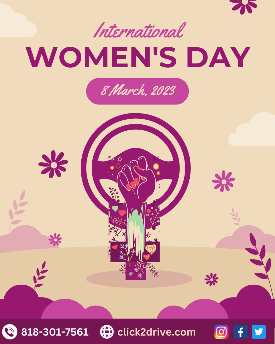 Women can handle every situation in life. They can handle steering wheel too. Happy Women's Day!

Let's recognize that a woman's success is her own, and that it is always worth celebrating.
#internationalwomensday #womenempowerment #equality #pride #equalrights #click2drive