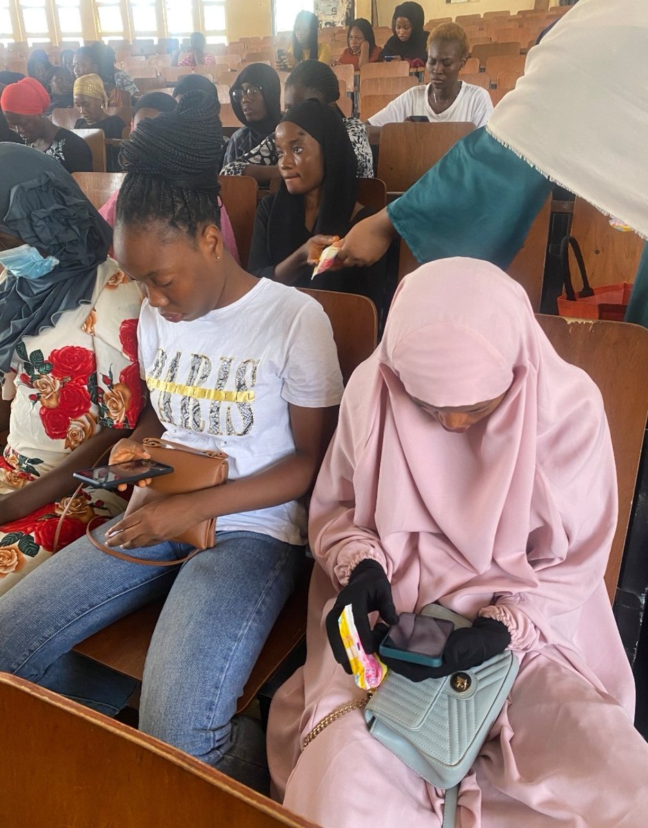 TheOlanikeBash's tweet photo. during the program too and all students that tweeted with #FEM101 got breast cancer screening slots as well. These slots are courtesy of @FomwanK and @quintahealth . Sanitary pads were given as souvenirs courtesy of @WXB_NFT to encourage good menstrual hygiene among the students. https://t.co/UnoUXZZlJU