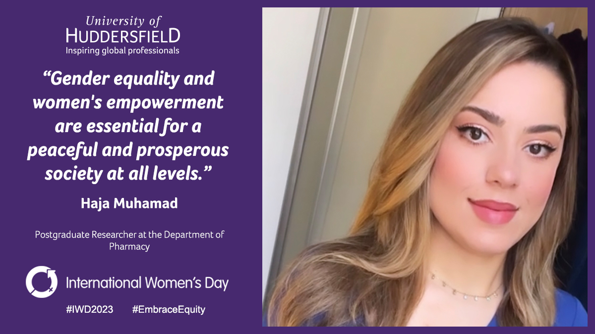 This year's theme for International Women's Day is #EmbraceEquity.

<a href="/HudSAS/">AppSci UHuddersfield</a> #postgraduate researcher <a href="/HajaHMS/">Haja</a> shared what this means to her.

What does it mean to you?

#HudUni #HuddersfieldUniversity #IWD2023