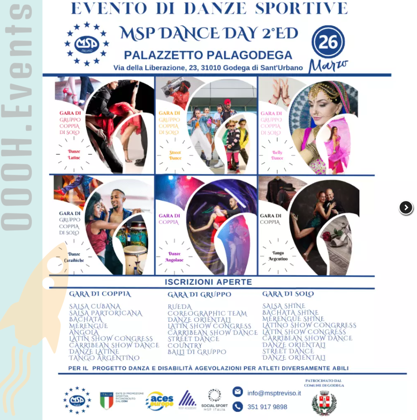 OOOH_Events's tweet photo. MSP DANCE DAY 2° EDIZIONE - Gara di Danze Sportive il 26 marzo al Palagodega.
Non mancare, acquista ora il tuo biglietto
https://t.co/uLntrm44M1
#OOOHEvents #MSPDanceDay #Godega #Trevis #danza #dance #dancers #tango #salsacubana #merengue #bachata #biglietti https://t.co/6WVRA7OxqN