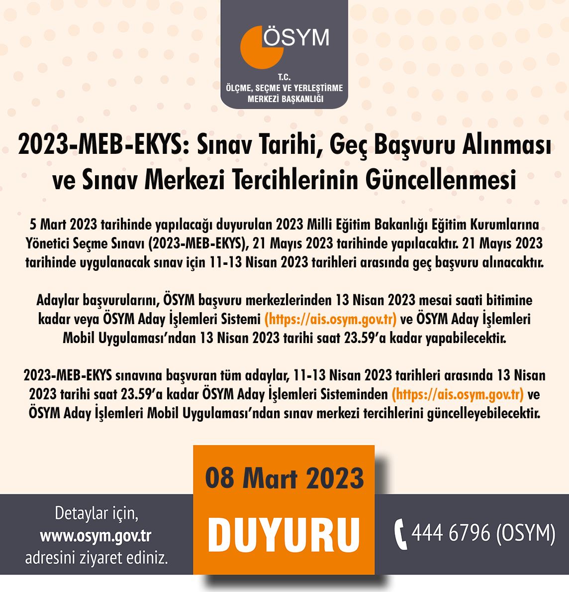 istanbulilmem's tweet photo. 📢"2023-MEB-EKYS: Sınav Tarihi, Geç Başvuru Alınması ve Sınav Merkezi Tercihlerinin Güncellenmesi" yayımlandı.

🔗https://t.co/zmM2uJFC4f

@tcmeb @prof_mahmutozer @memleventyazici https://t.co/8PlF99CW2q