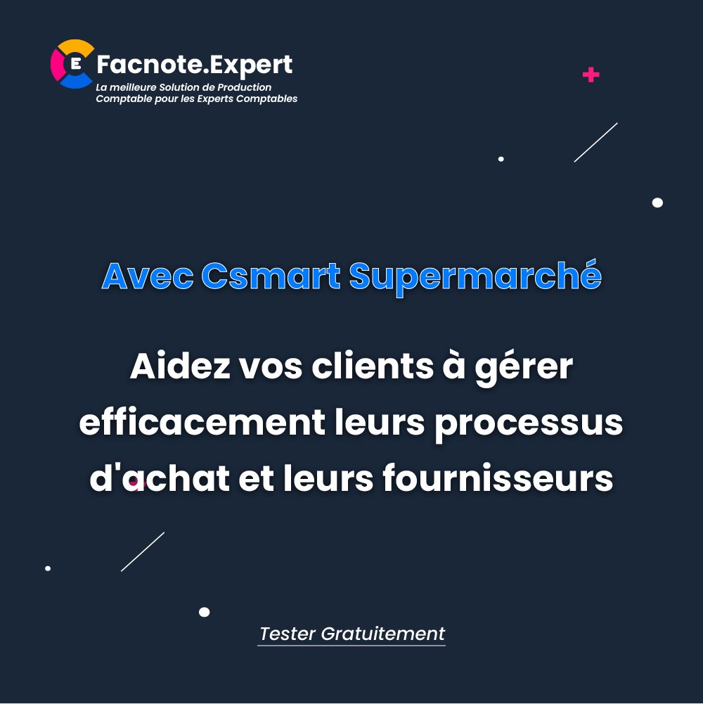 facnote's tweet photo. Aidez vos clients à gérer efficacement leurs processus d'achat et leurs fournisseurs avec Csmart Supermarchés.
#comptabilité_supermarchés #supermarchés #facture_supermarchés #expert_comptable #comptabilité
Pour en savoir plus c'est par ici::: > https://t.co/ZWgLG7PfwX https://t.co/yu2LKJymQG