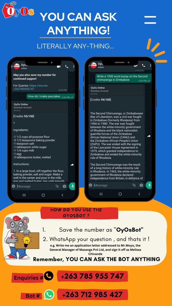 oyosonline's tweet photo. Unlock the power of AI with Oyosbot - the chatbot powered by WhatsApp. Get the best AI-powered assistance and answers to your questions from the convenience of your smartphone!!

#OyOsBot #OyOs #ai #chatbot #whatsapp #questions #artificialintelligence #chatgpt #openai #technology https://t.co/dCeWH5rBwp