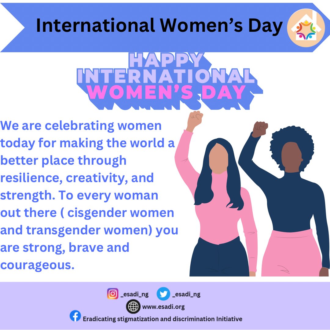 Happiest international women’s day 

#InternationalWomensDay #8MarchWomensDay #WomensDay #Endstigmatization #EndDiscrimination