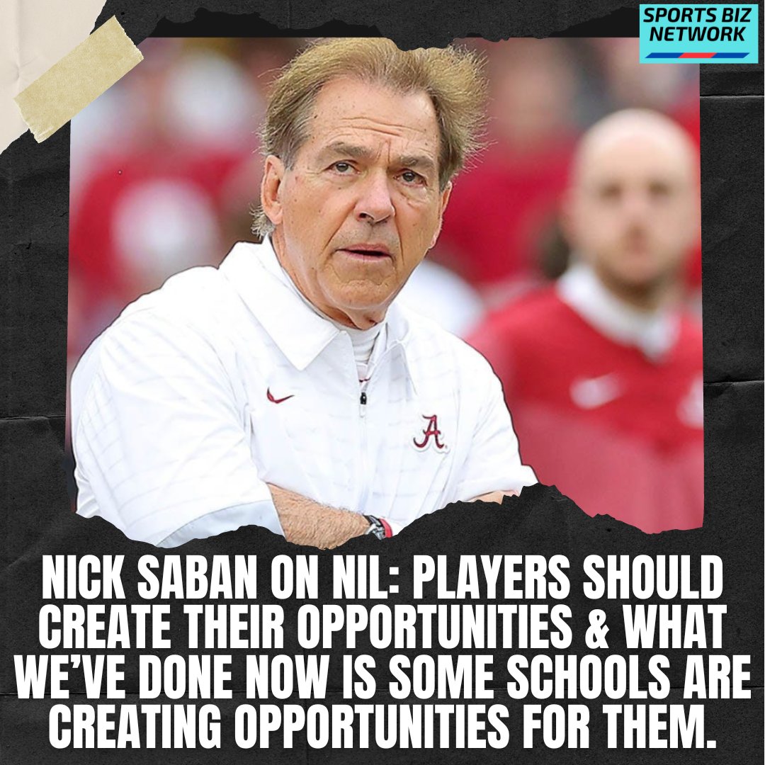 SportsBizTeam's tweet image. Nick Saban on NIL✍️

"Players should create their opportunities &amp;amp; what we’ve done now is some schools are creating opportunities for them"💰

Saban's Q&amp;amp;A with @RossDellenger On NIL, a proposed NIL bill, clock rule changes &amp;amp; more 👇