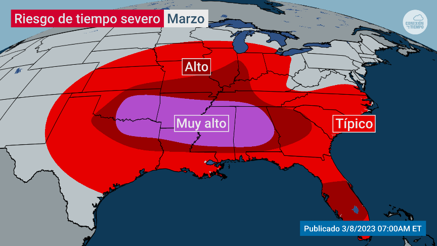conexiontiempo's tweet photo. Hoy y mañana el riesgo de #tiemposevero regresa a las #llanuras del sur con posibles #tormentas eléctricas fuertes en #Dallas, #Shreveport, #LittleRock y #Memphis. Tenemos más pronósticos en vivo: https://t.co/S4IjH2xQxB https://t.co/Fd5Q3oumpl