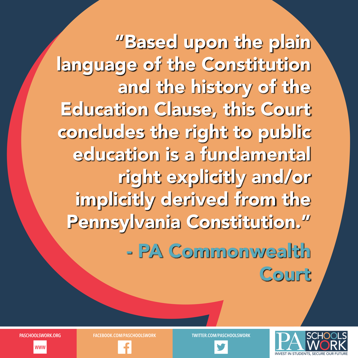 The writing is clear: ALL students across the commonwealth deserve an adequate and equitable education, no matter their zip code. #PASchoolsWork #FundOurSchoolsPA