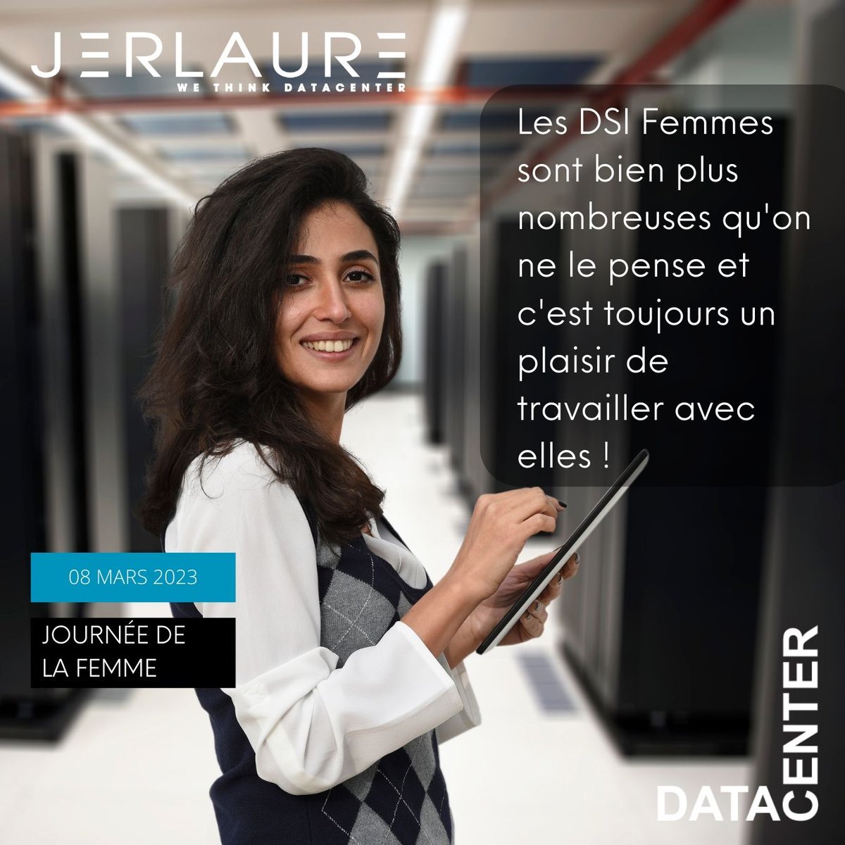 Jerlaure's tweet photo. [JOURNÉE DES FEMMES] - Merci de faire partie du monde du Numérique !

Les #Datacenters sont aussi gérés par les #femmes !
En cette journée particulièrement dédiée aux femmes, nous en profitons pour saluer nos clientes #DSI qui nous font confiance. https://t.co/cxrkBgQzN6