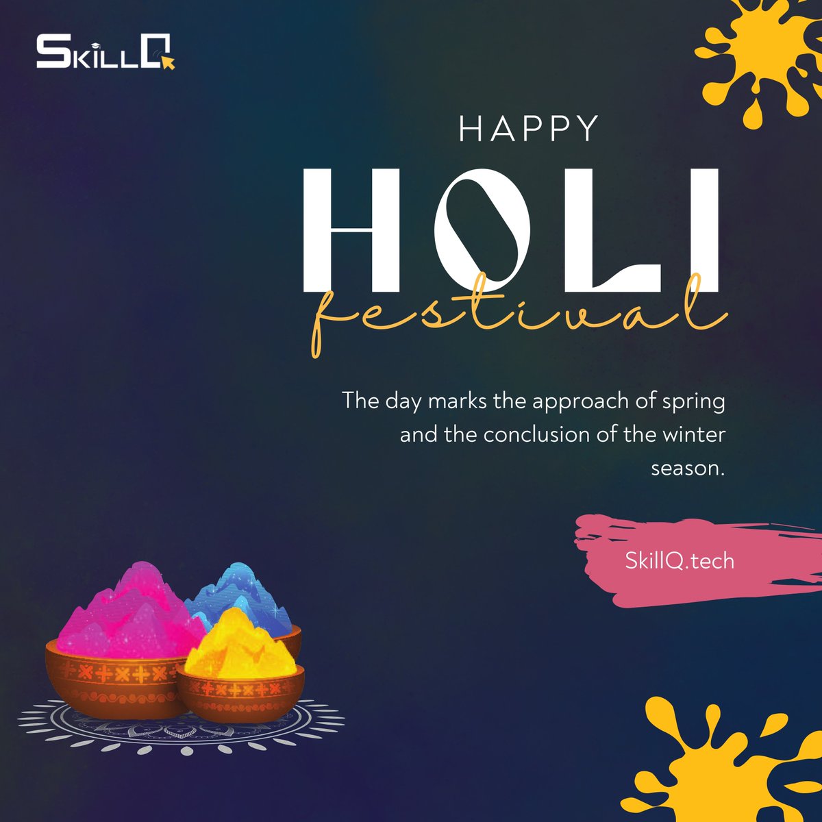 SkillQTech's tweet image. Wishing you a Happy Holi from our Academy! We hope this colorful festival brings in joy, happiness and good health.
.
.
.
.

#skillqtech #holi #holi2023 #festival #wish #happyholi #colourfullday