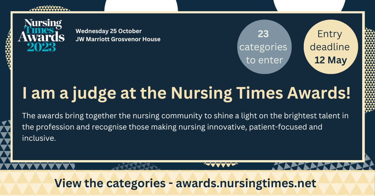 LizzieH (@lizzienmp) on Twitter photo Very excited to officially announce I'm going to be a judge at this year's NT Awards. I'm so looking forward to hearing about all the amazing work going on for patient care
Check out the categories and get your entry in here: awards.nursingtimes.net
#NTAwards <a href="/NursingTimes/">Nursing Times</a> Very excited to officially announce I'm going to be a judge at this year's NT Awards. I'm so looking forward to hearing about all the amazing work going on for patient care
Check out the categories and get your entry in here: awards.nursingtimes.net
#NTAwards <a href="/NursingTimes/">Nursing Times</a>