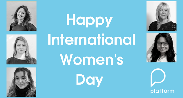 Platform_Comms's tweet photo. Happy #InternationalWomensDay!  Platform is honoured to celebrate the incredible women in the #media and #technology industries and our own amazing female Platformers: @Gay_platform, @MollyACole, Katie Crosta, Katya Pristiyanti, and Nana Rodaki. 
#EmbraceEquity https://t.co/zaSZQrVCo0