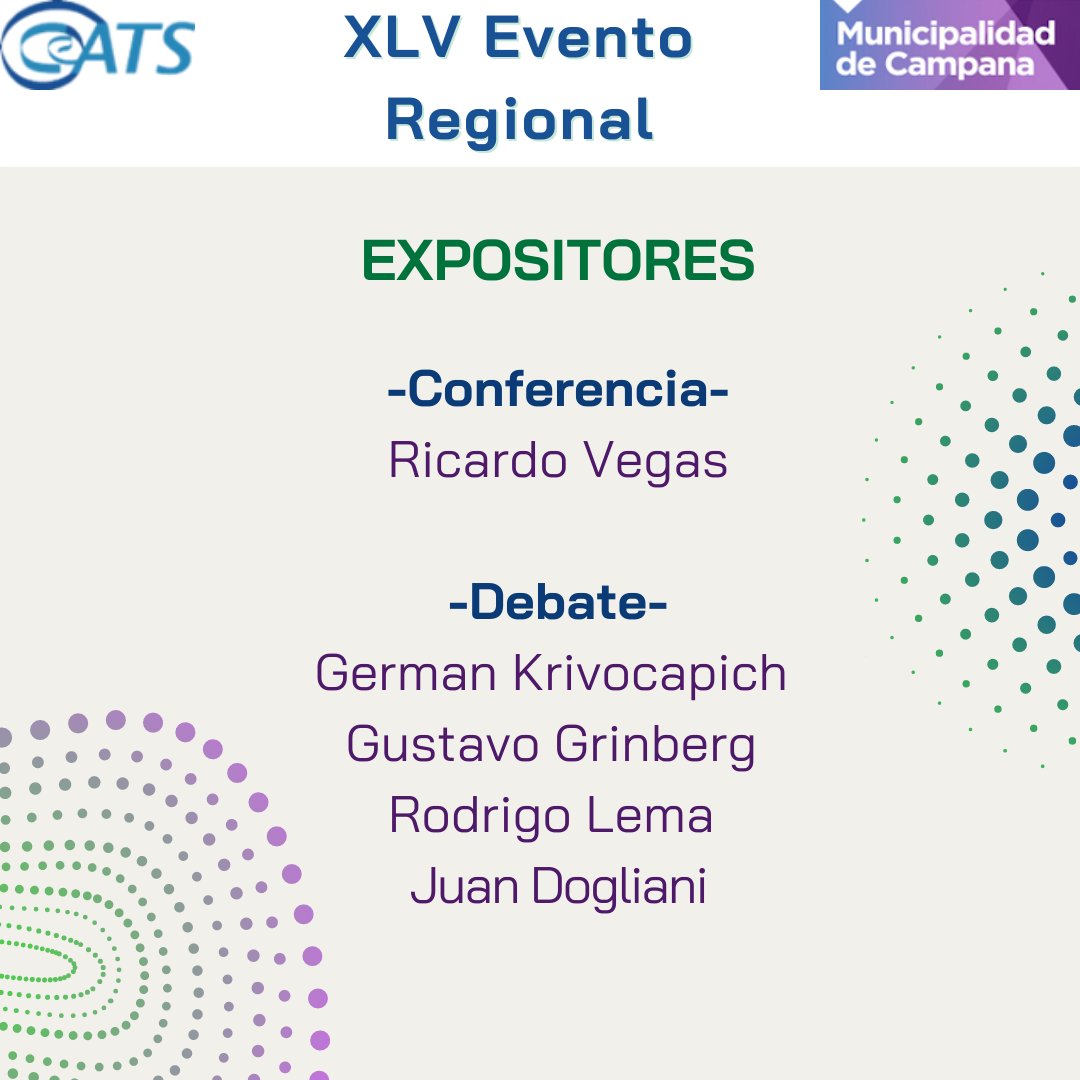 CeATS_ARGENTINA's tweet photo. 📣Ya casi estamos para el XLV Evento Regional #CeATS junto al #MunicipioDeCampana !!
👉 Deslizá para ver las y los expositores que estarán presentes en el Evento!
🗓 Jueves 23 de Marzo
📍 Sofitel Hotels & Resorts, Campana https://t.co/Be7RrZTfWf