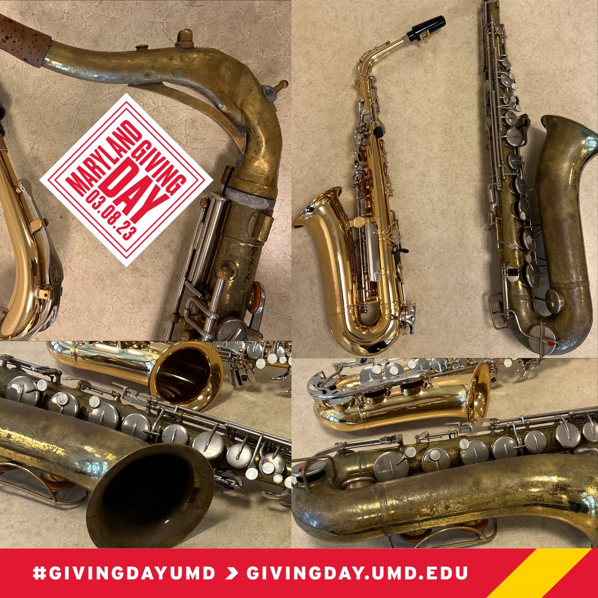 Giving day is here! This is the state of one of tubas that is currently in use, help us get new instruments so we can buy shiny and new ones! Just look at the difference giving day has already made for other sections!
#GivingDayUMD