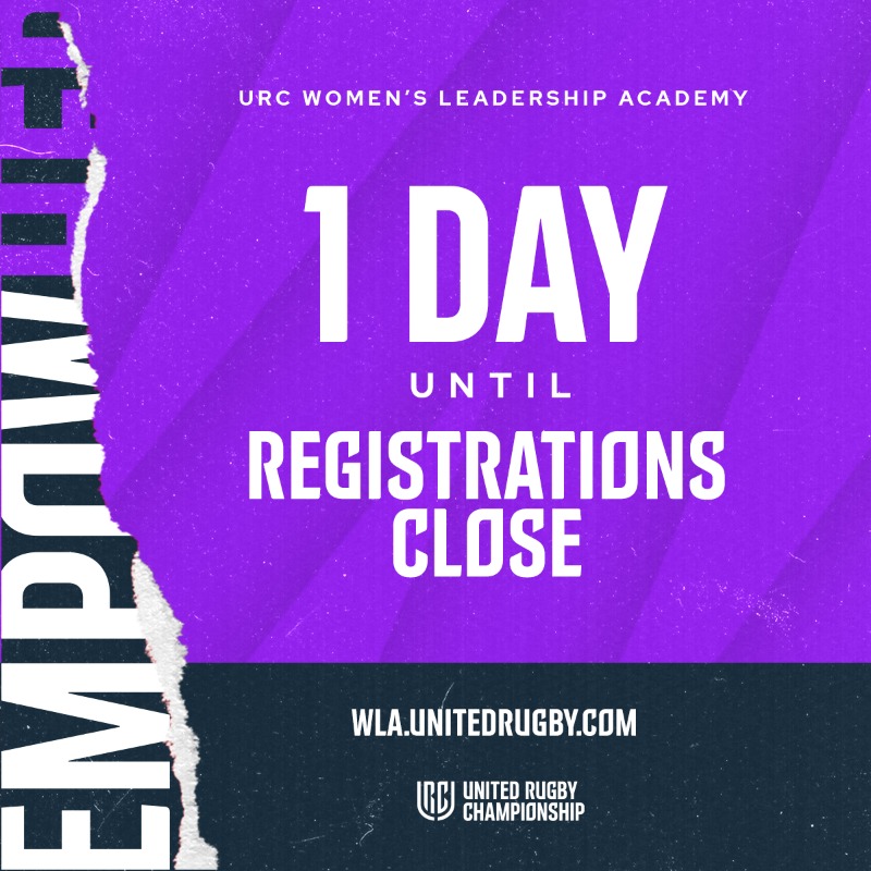 URCOfficial's tweet photo. 1️⃣ Day To go!

Secure your place and be part of the inaugural URC Women’s Leadership Academy 🟣 

Sign up here 👇

#URC | #empowHER