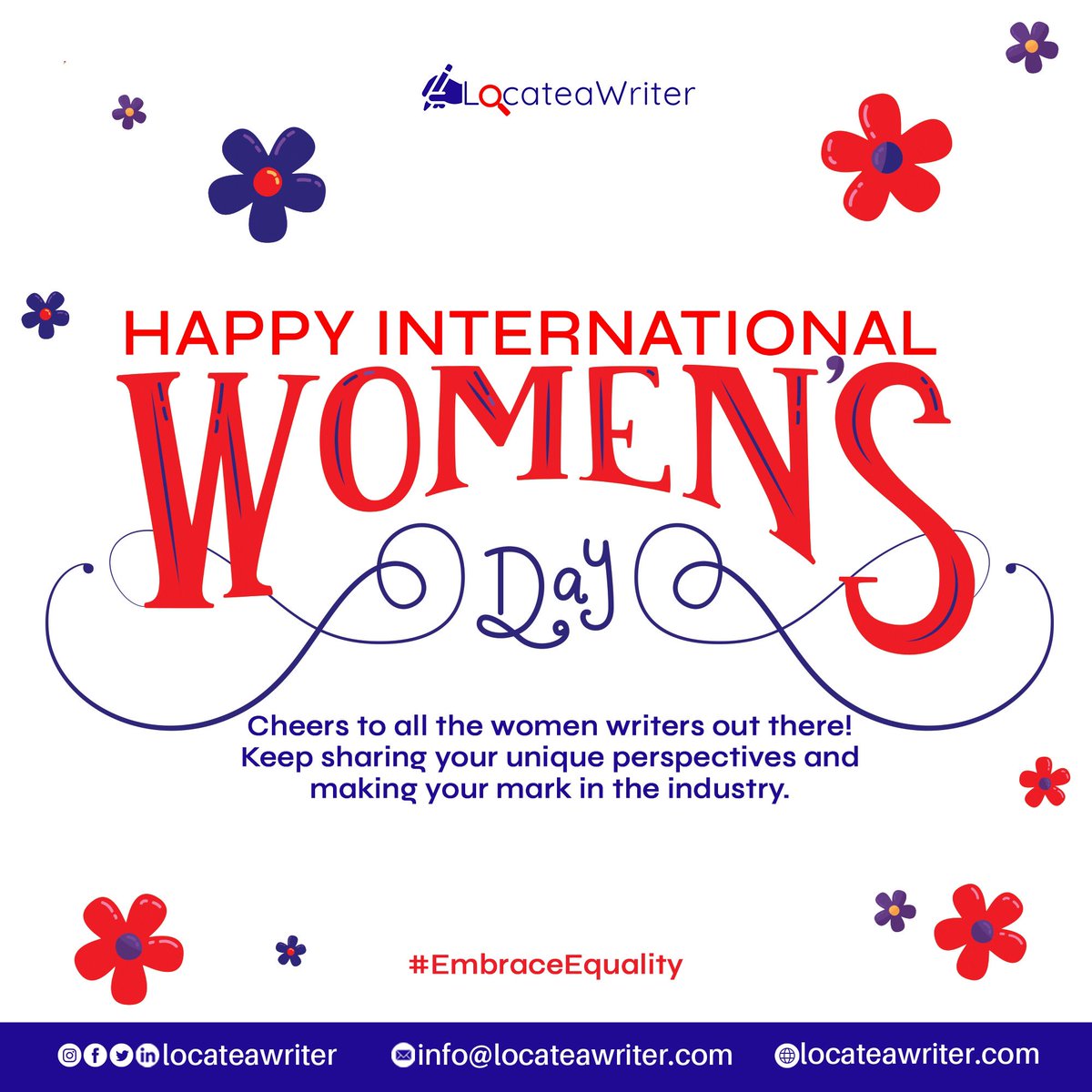 locateawriter's tweet photo. Empowered women empower the world. Happy International Women's Day!"
#locateawriter #WomenWriters #internationalwomenday #IWD2023 #ChooseToChallenge #WomenWriters #WomenContentWriters #BreakingBarriers #explorepage #contentmarketing #content #embraceequity #explorepage https://t.co/52W3lmhGkm