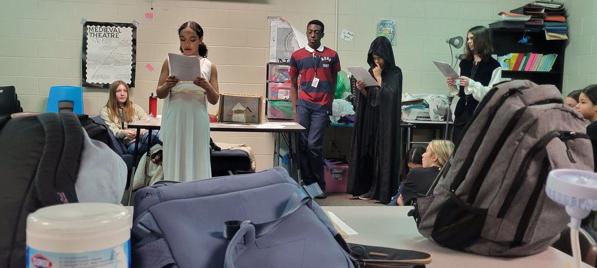 Day 2 in Theatre History: Medieval! Including the peasants vs rich folks; an amazing mini play, and more.  <a href="/HumbleISD_WMS/">Woodcreek Middle</a> <a href="/WMSDramaClub/">WMS Drama Club</a> <a href="/woodcreek_drama/">WMS Theatre</a> #BeEliteWMS #RTBWMS