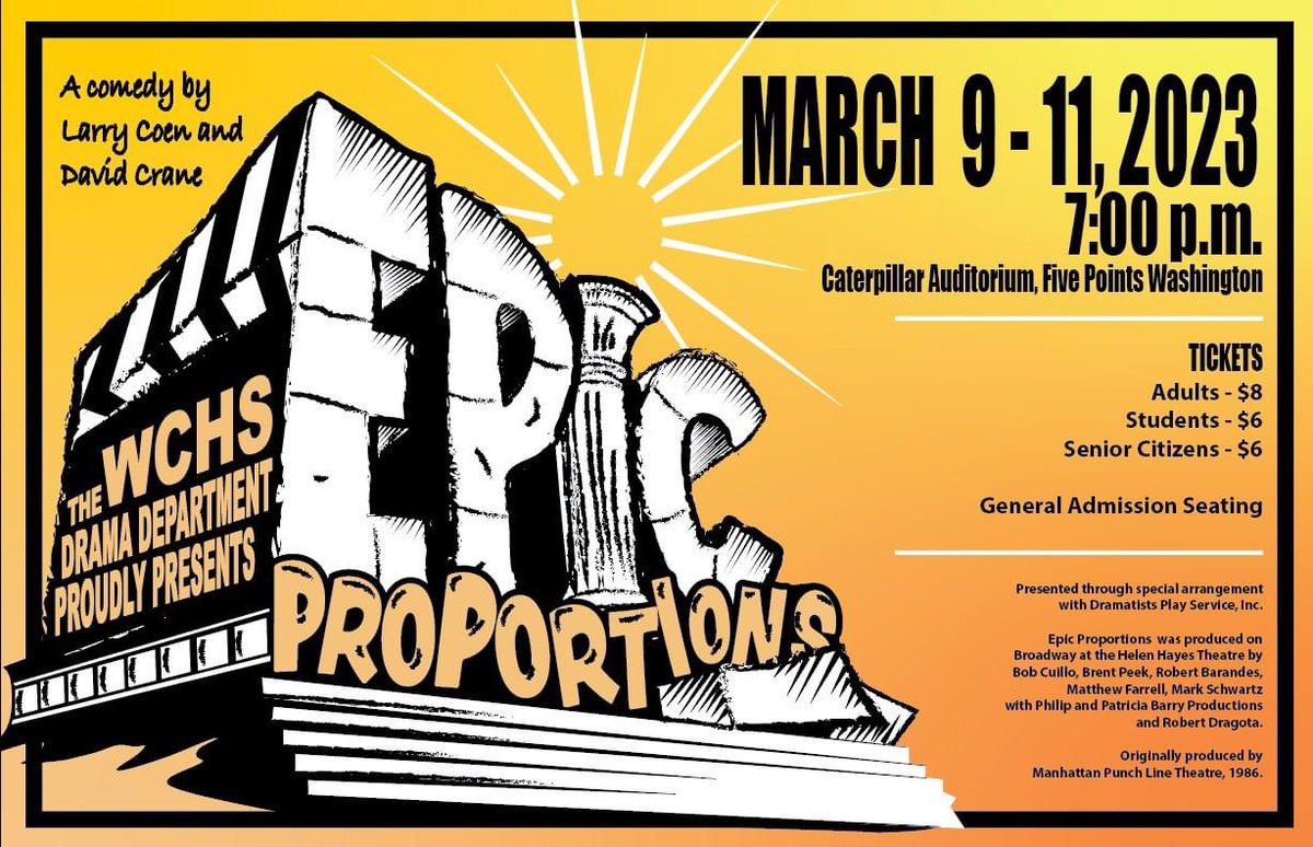 The spring play kicks off tomorrow! Catch a show March 9-11 to support these talented students! #wchspantherpride