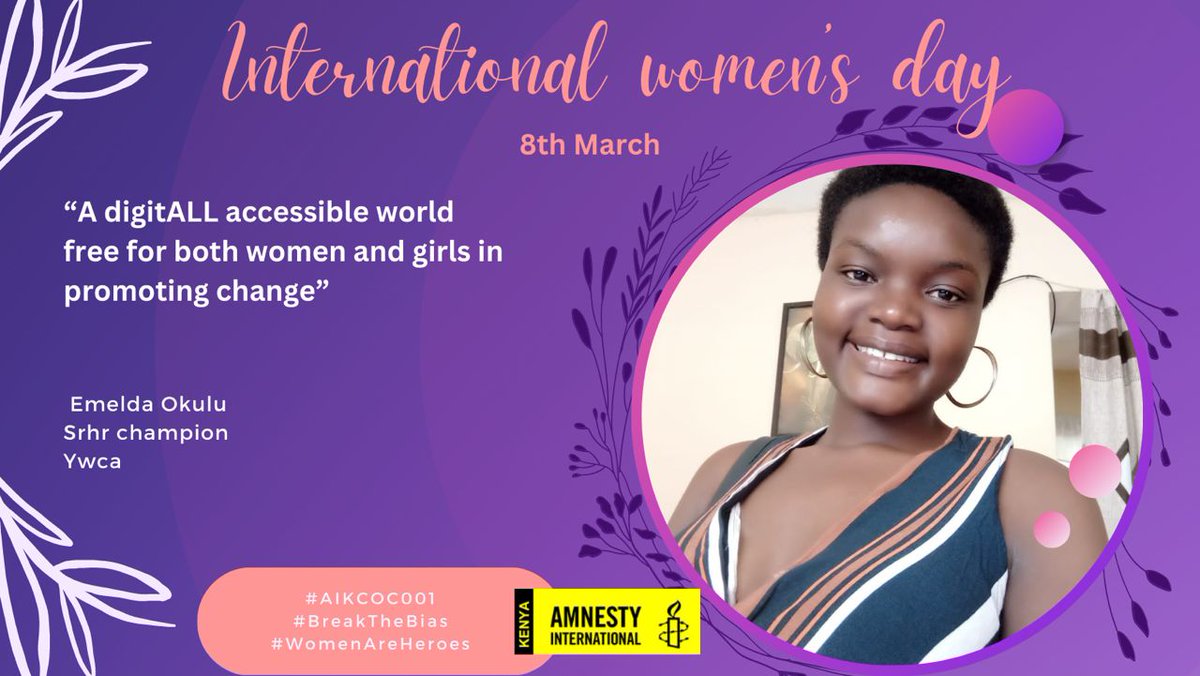More heart catching messages from our members on this #IWD2023 
<a href="/sudi_a/">Sudi A. Boti</a>
<a href="/Hafswa_Salim/">Hafswa</a>
<a href="/najma_mohamud13/">nujuum</a>
@magakmaureen
@lendavoiceafriq
@humanprotectjustice
<a href="/kellyngeti/">Kelly Ngeti</a>
@gloryflorentine
@nkokoiju
@ijunkoko
@KishokaYouthOrg
<a href="/AmnestyKenya/">Amnesty Kenya</a>
<a href="/AmnestyNakuru/">Amnesty Nakuru Circle of Conscience</a> 
<a href="/AmnestyTanaRiv/">Amnesty Tana River</a> 
<a href="/AmnestyMoi/">AmnestyMoi</a>