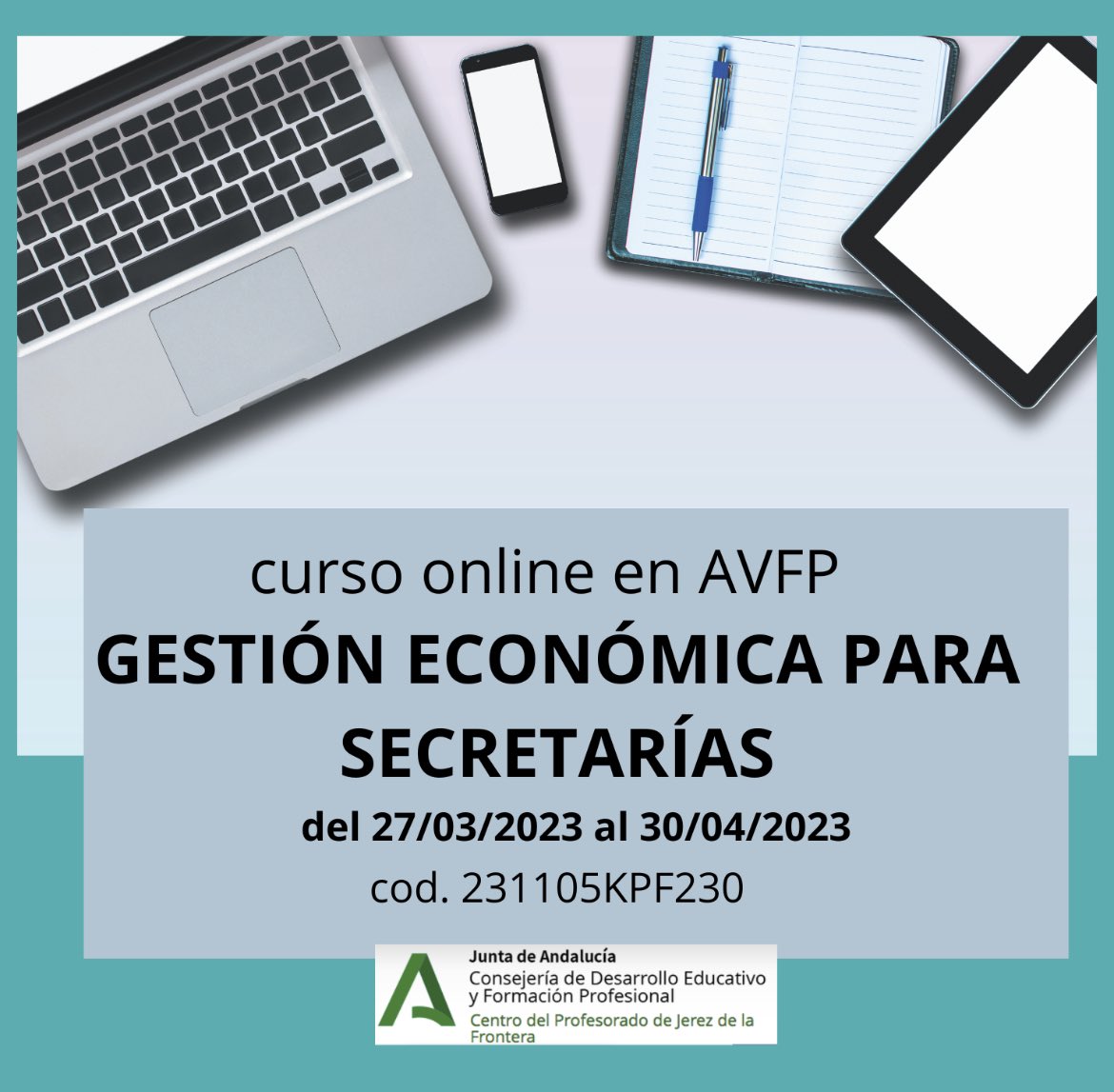CEPdeJEREZ's tweet photo. Este curso https://t.co/plbTQQQbhq ⌨️✏️🖊️va dirigido a las personas que ocupan la secretaría 🧑‍💼👨🏽‍💼de centros docentes públicos o equipos directivos de #CEIP #IES #EI #EOI #CEPER #CPM #gestióneconómica #secretaría @educaand @FormacProfAnd https://t.co/Ff9Bf3R0zM