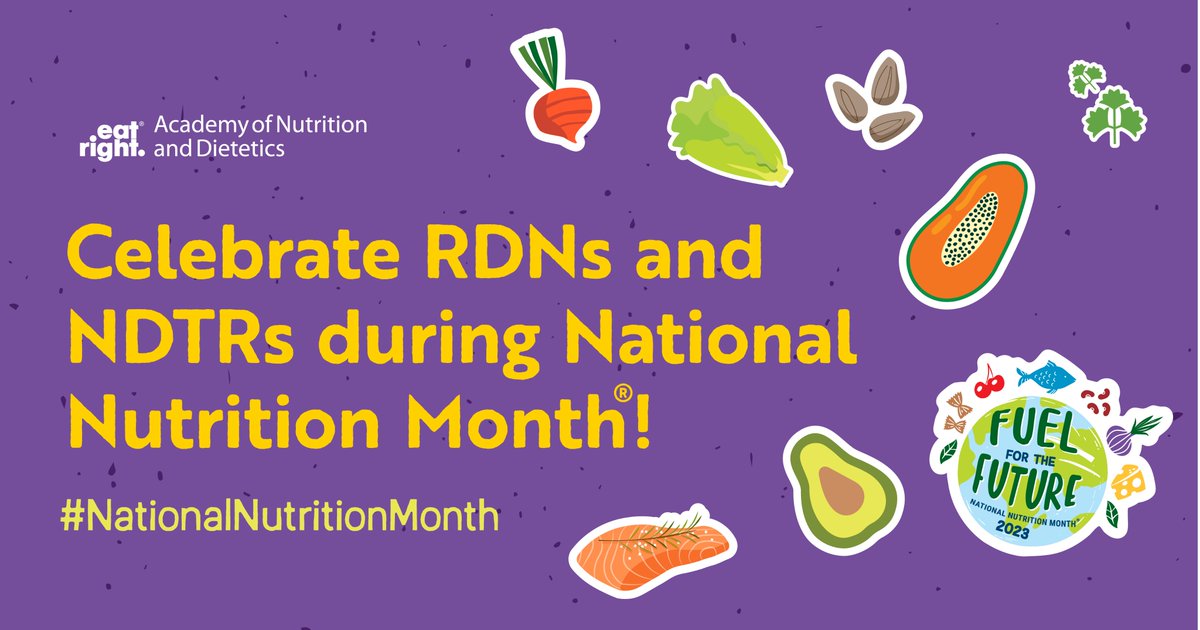 eatrightPRO's tweet photo. We’re excited to be hosting the second #NNMchat on #RDNday, and ahead of the first #NDTRday tomorrow! Tell us where you’re tweeting from and tag a few RDN and/or NDTR friends to wish them a happy #NationalNutritionMonth! https://t.co/xbOMbSMncg