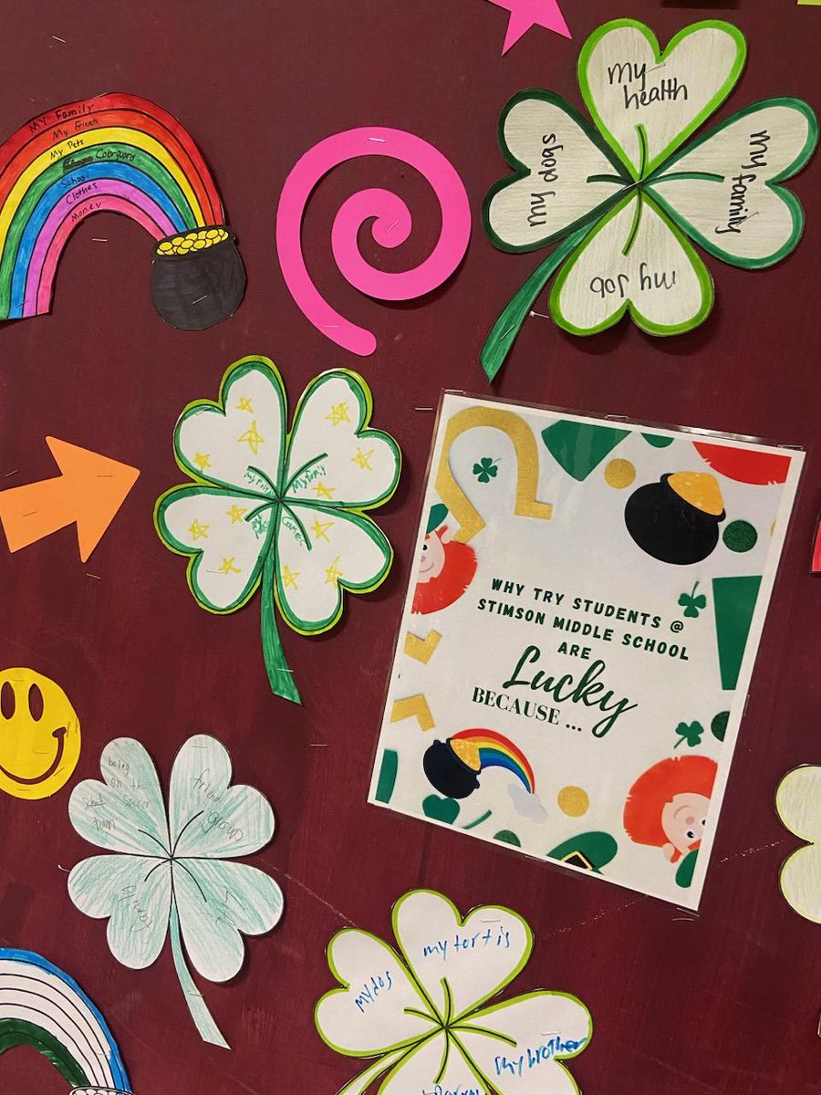 ProjectExcelHYB's tweet image. Why Try students at Stimson Middle School share what makes them "lucky" in life in honor of St. Patrick's Day.