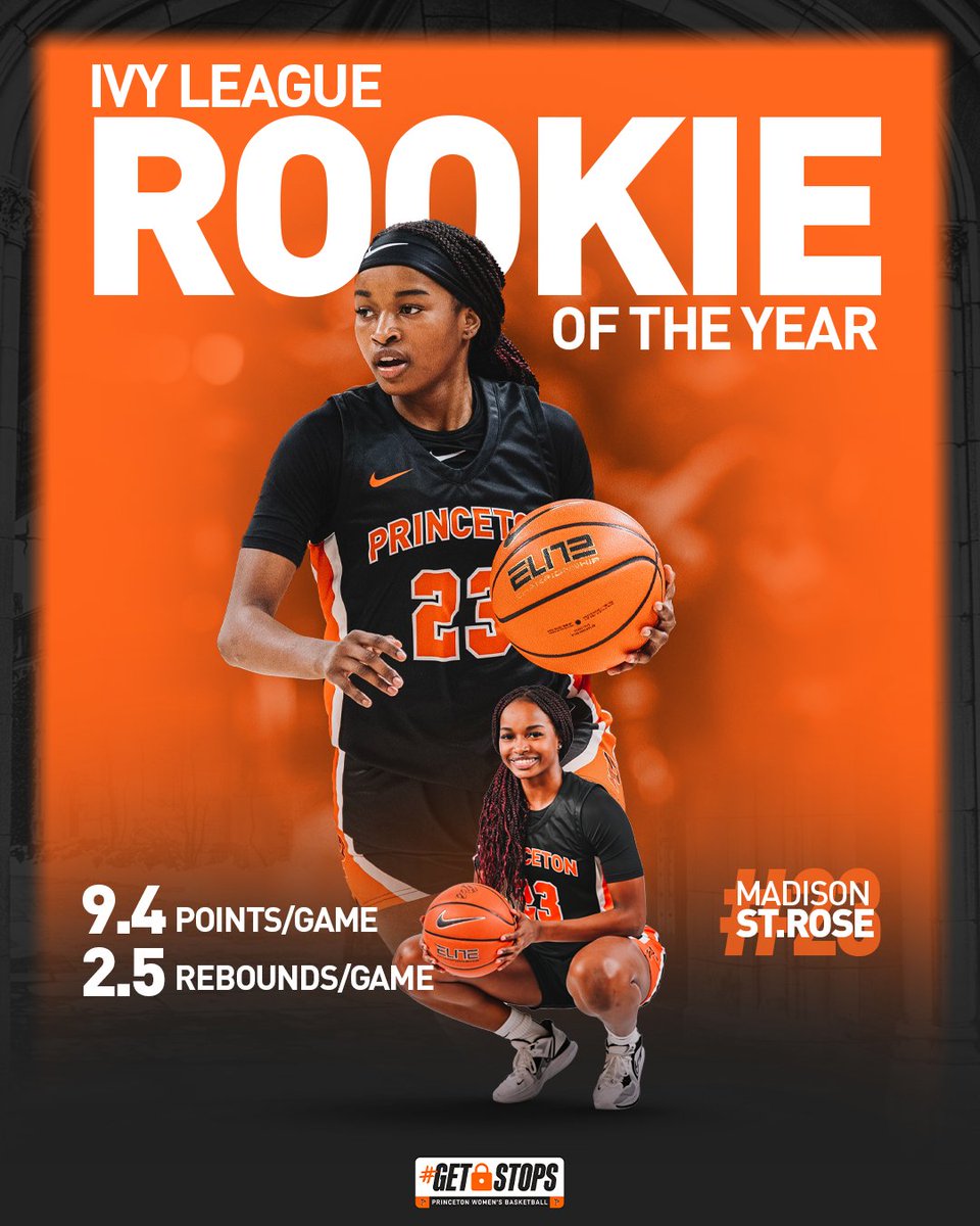 A rookie who doesn't play like one. 

Congratulations <a href="/nat_strose/">Madison St. Rose🌹</a> on earning Ivy League Rookie of the Year! 

#GetStops 🐯🏀