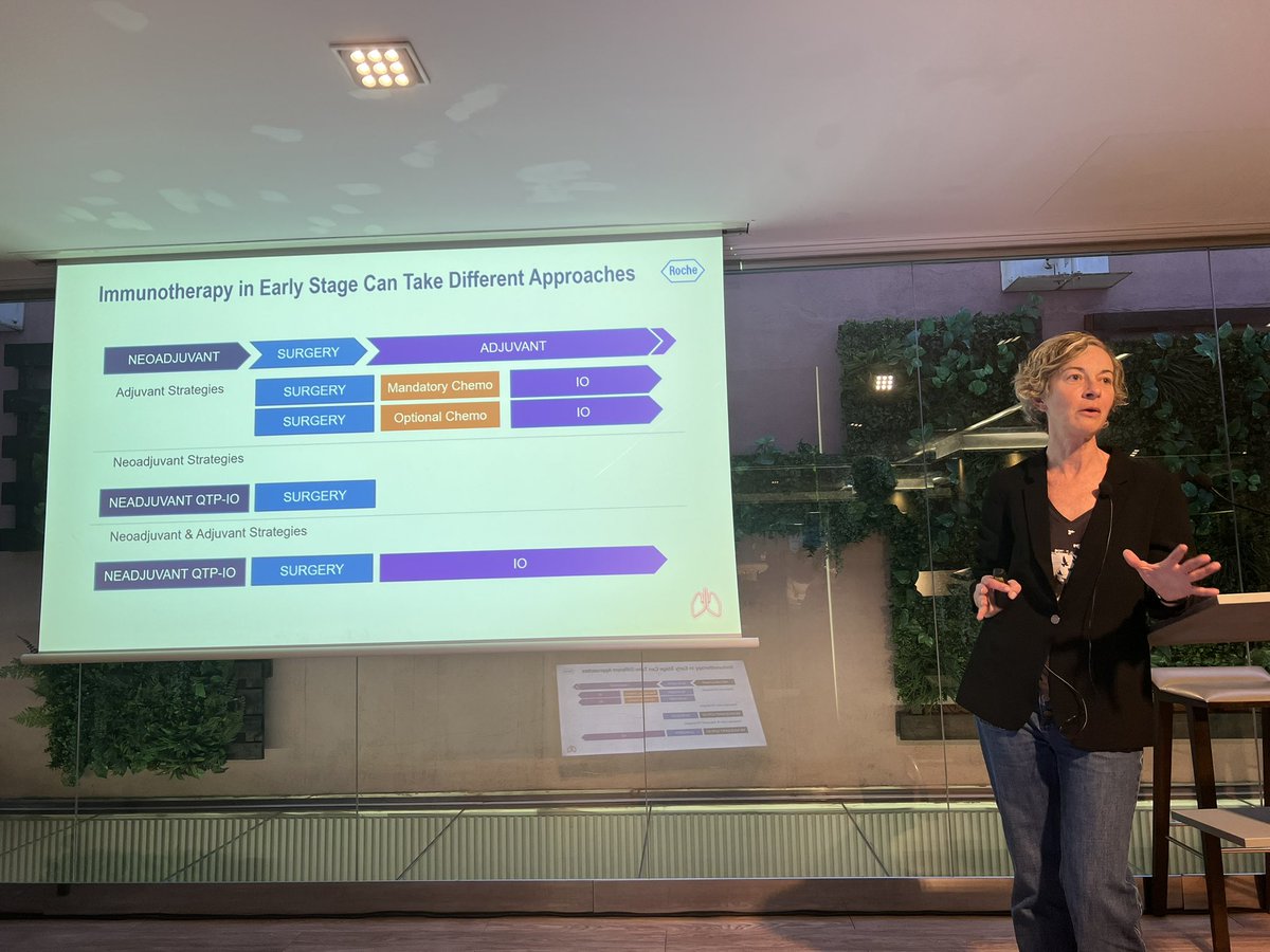 Dra Noemí Reguart <a href="/NReguart/">Noemi Reguart</a>  del <a href="/hospitalclinic/">Hospital Clínic</a>  revisando el papel de la inmunoterapia en el tratamiento de los estadios precoces del cáncer de pulmón <a href="/roche_es/">Roche España</a>