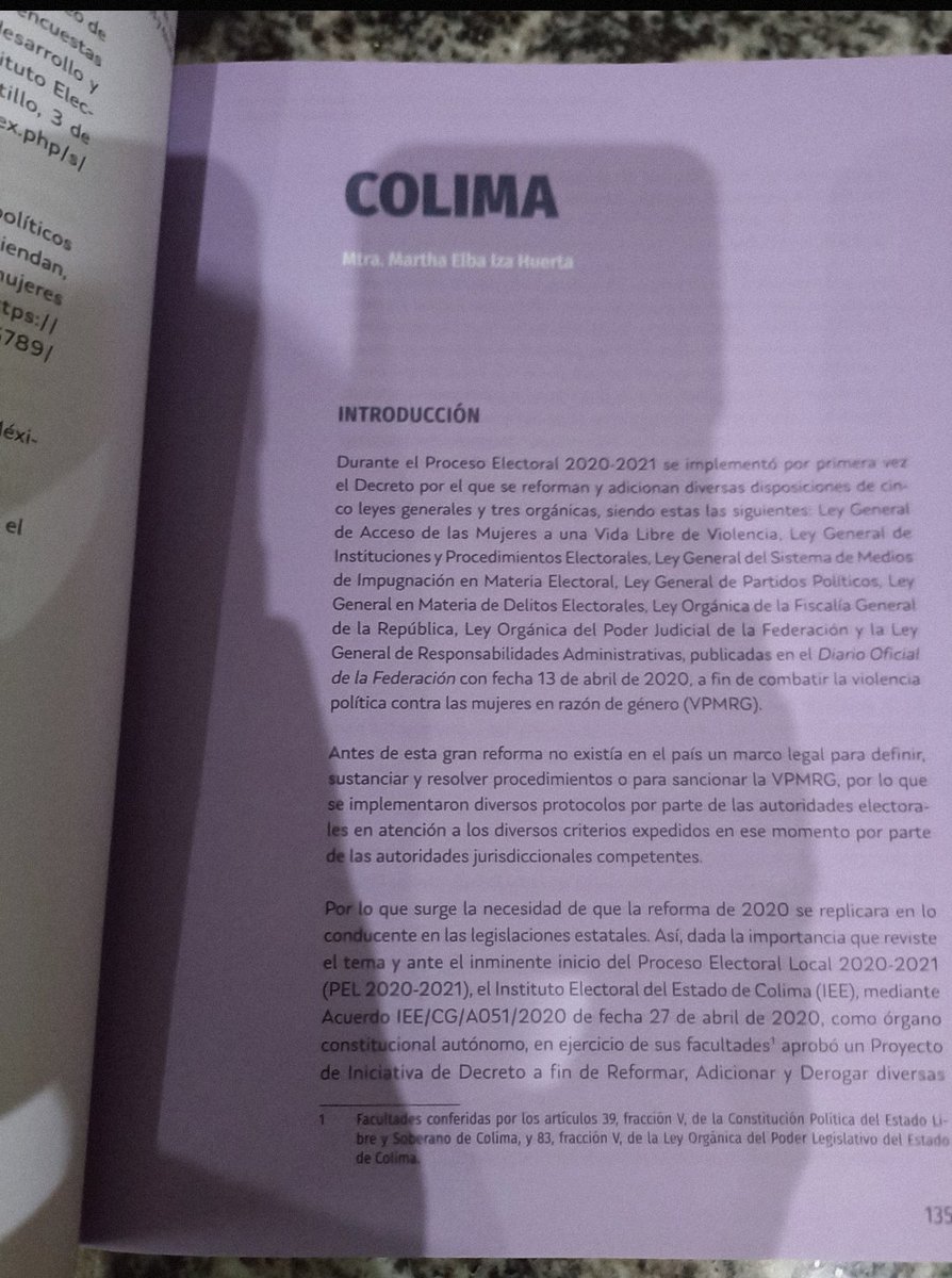 MarthaIzaH's tweet photo. En este día #8demarzo los invito a consultar el libro  del INE en el que tuve la oportunidad de participar con el capítulo COLIMA, denominado  "La Reforma en materia de Violencia Política contra las mujeres en razón de género y su homologación a nivel local: avances y Desafíos" https://t.co/KBgZwKtuEe
