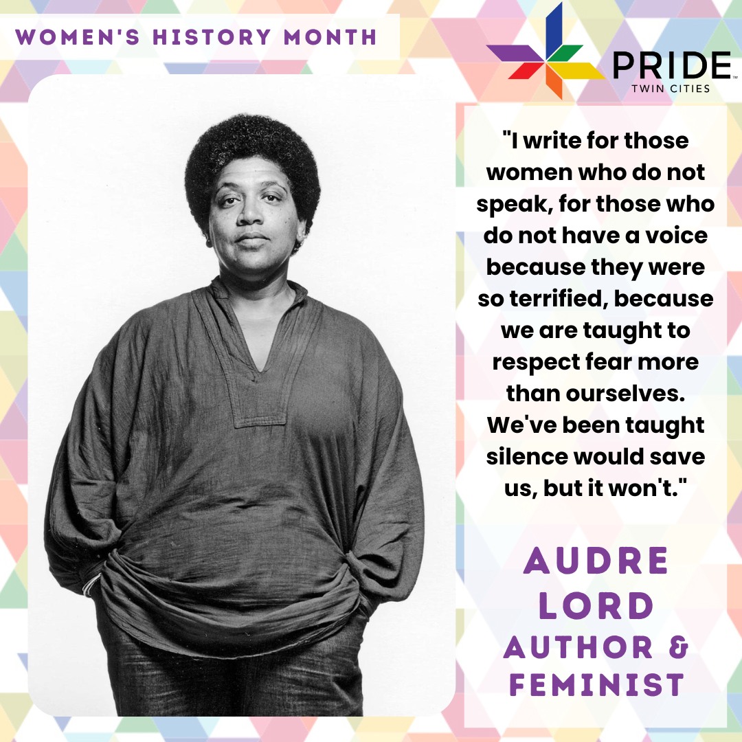Throughout Women's History Month, we're honoring women who have led the way in LQBTQ+ activism.  Day we are honoring Audre Lorde, a Black intersectional feminist. Unsettled with society's cruel categorization of many groups of people...
facebook.com/photo/?fbid=57…