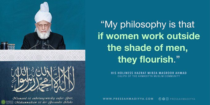 'My Philosophy is that, If women work outside the shade of men they flourish'- His Holiness Hazrat Mirza Masoor Ahmad (aba), Worldwide head of #Ahmadiyya Muslim Community.

#WomensDay
#InternationalWomensDay
#WomenInIslam
#IWD2023