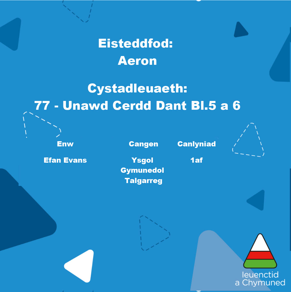 CANLYNIADAU CERDD DANT EISTEDDFOD CYLCH AERON 2023
CYLCH AERON - CERDD DANT RESULTS!

Llongyfarchiadau mawr i bawb!🌟🎼🎉
Congratulations to all that competed!