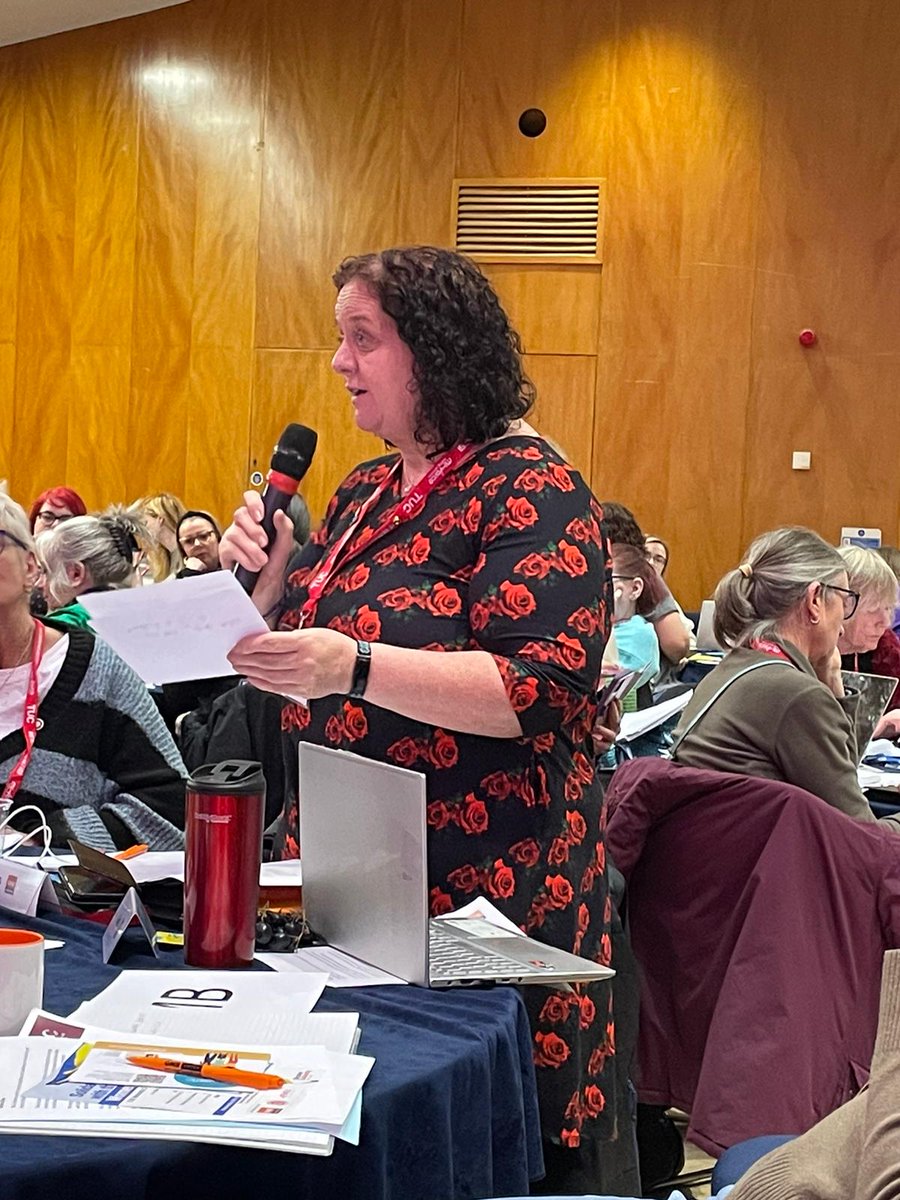 Our Branch Secretary @mightycraine70 asking @RachelReevesMP a question today at the @The_TUC women's conference @gmbnwi @GMBGarySmith @GMB_union @PaulMaccaGMB