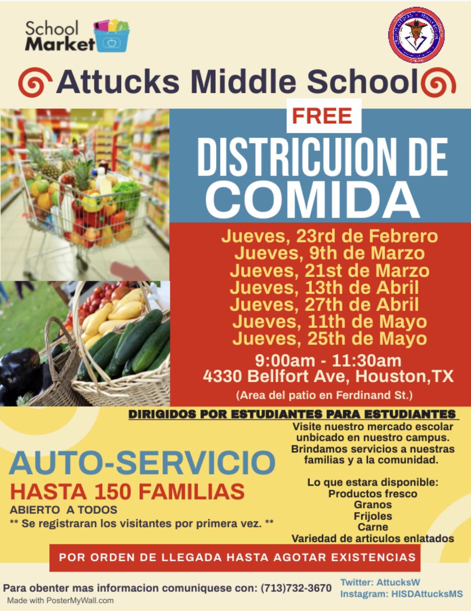 Sharing is caring!!!!!! See the dates below for School Market distributions at Attucks Middle School!!!