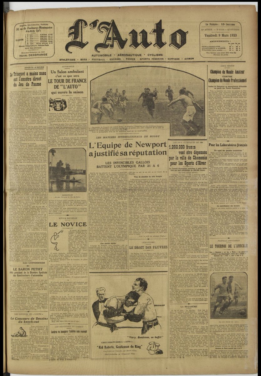 @AberflyarfRFC @NewportRFC @FoNRTrust @StattoNewport @argusondragons @VadeMcum2 Newport RFC on the front page of L’Auto, main French sports daily newspaper, for two days… advertised as the best team in Great Britain !

Btw, no mention of this match vs Bayonne disallowed by FFR…