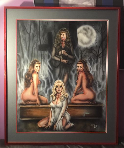 Choco4Champ's tweet photo. Picked up my Bruna Sales framed art today. Framing Art Centre did a fantastic job! #KARNSTEIN #HAMMERFILMS #TWINSOFEVIL #VAMPIRELOVERS #LUSTFORAVAMPIRE #HORRORART https://t.co/RltK0fwIqG
