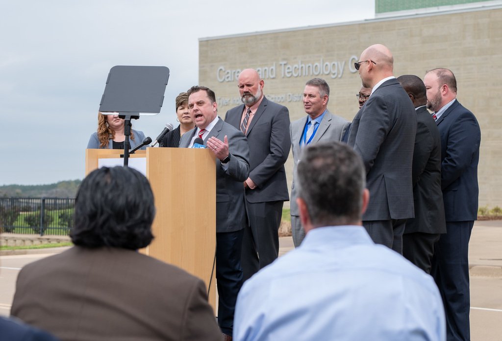 TylerISD's tweet photo. Today several East Texas school board members and superintendents gathered to share their thoughts on school vouchers. https://t.co/CM2StKowEY https://t.co/BpaBQFxnMS