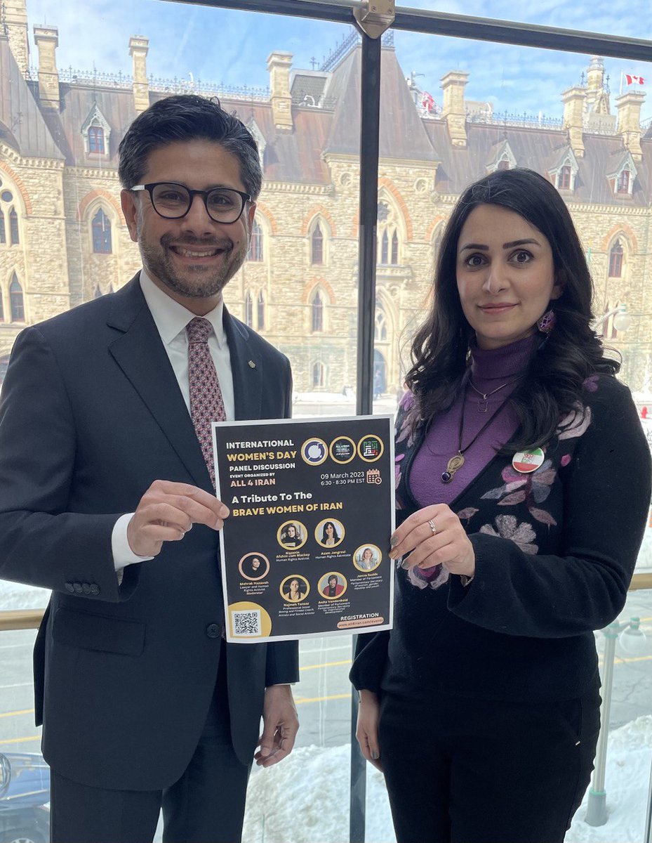 Yesterday we were happy to participate in the International Women's Day Event in the Parliament of Canada. 
Thanks to @Yasir_Naqvi and <a href="/mehrakaneh/">Mehrak Hazaveh</a> for supporting our upcoming virtual webinar on Iranian Women's rights issues.