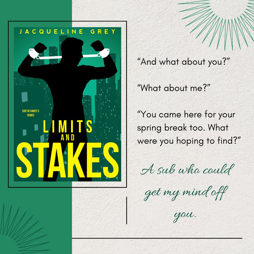 Jacqueline_Grey's tweet photo. The last book of the Suit of Harte's trilogy is out in two days!

Get Limits and Stakes on Kindle or KU here: https://t.co/w4cbqC2rPi

💚 Professor/student
💚 BDSM Virgin
💚 Ice cream is sexy
💚 Hiking is also sexy
💚 Purple satin panties
💚 Inappropriate dressing room etiquette https://t.co/uC8FKnqDh0