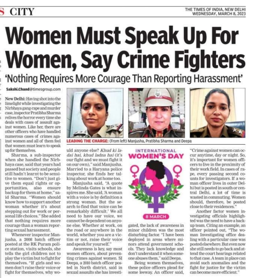 somika_chandhok's tweet photo. Women must speak up for women, say #crime fighters.
@Manjusha52 
#Pratibhasharma
#Deepa 

#InternationalWomensDay 
Well articulated by @SakshiChand08 
@TOIDelhi https://t.co/njN7UBCAgU