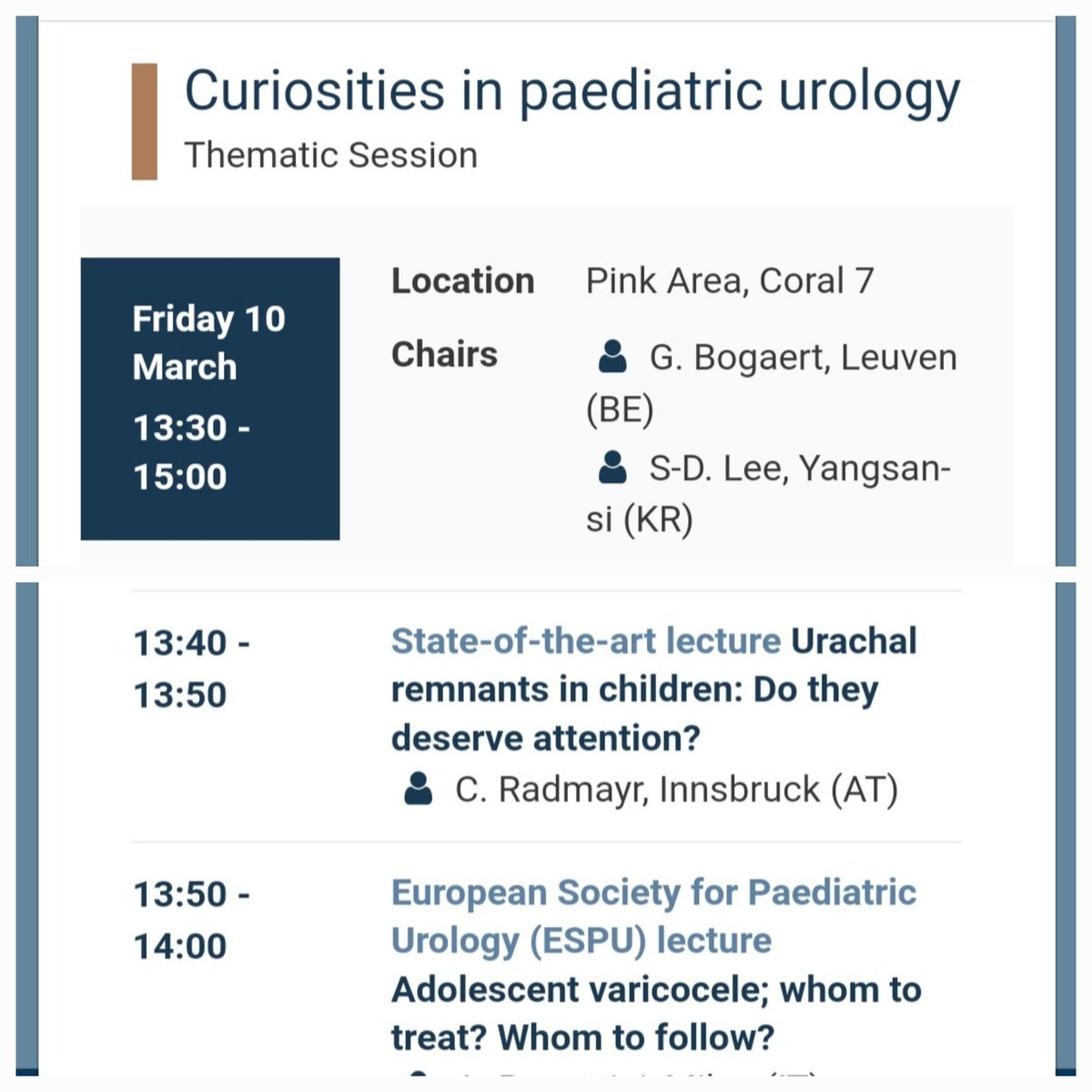 radmayr's tweet image. Interested in #urachal remnants? Any #malignancy potential? Do we need to excise all of them? Can we treat symptomatic ones conservatively?
Join the #thematic session on #Pediatric #Urology at #EAU23 in Milan. Friday at 1.30 pm Pink Area, Coral 7. @Uroweb @EauEwpu @CheatUrology