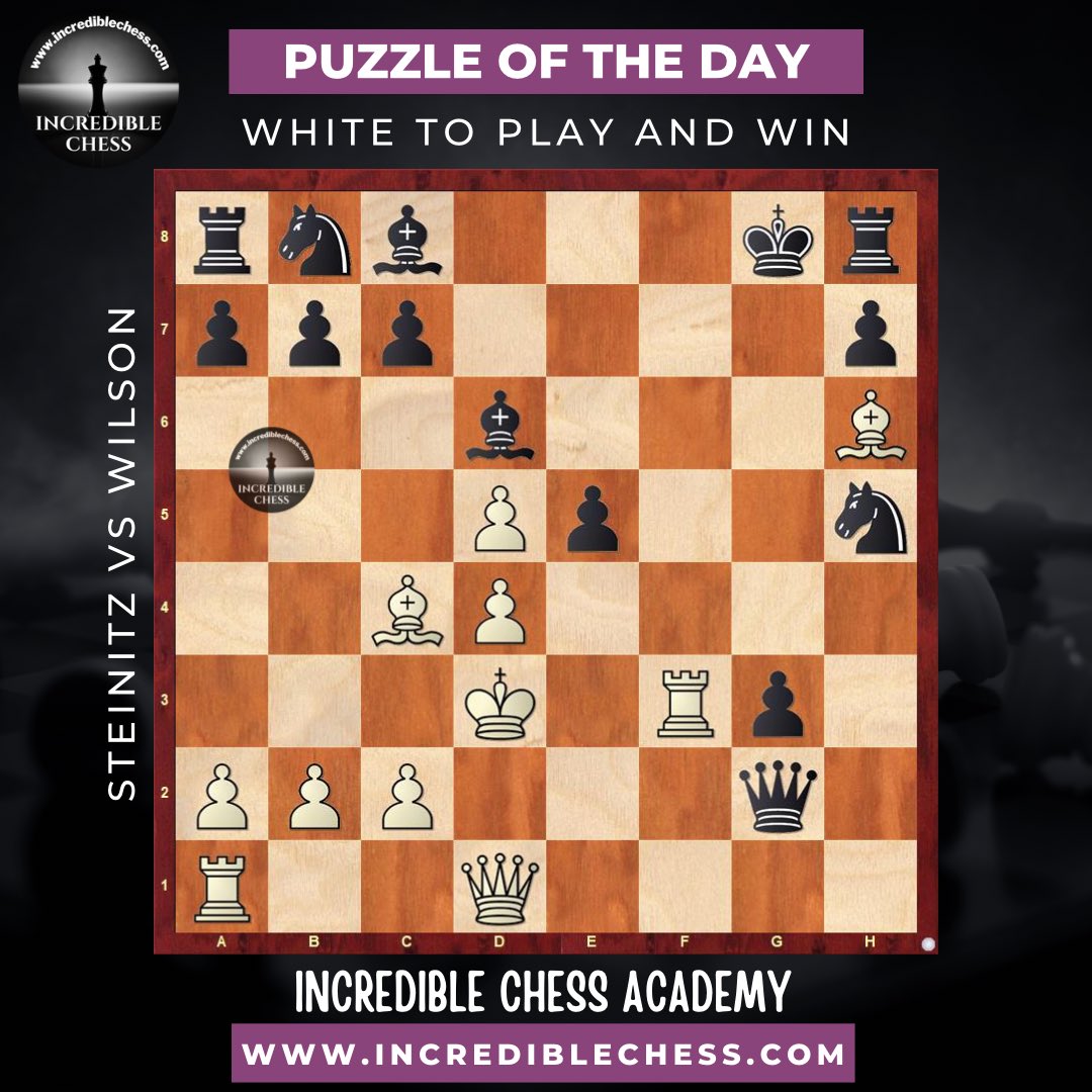 dahaleatul's tweet image. Can you find the nice tactics by 1st World #Chess Champion W Steinitz ? White to play! #chesstactics #dailychesspuzzle #puzzleoftheday #chesspunks @incrediblechess