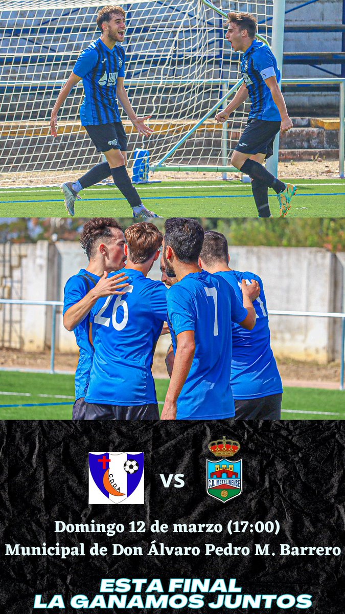 cdmetelinense's tweet photo. 💙⚽ TOD@S A DON ÁLVARO ⚽💙 

📣 Afición, este domingo a las 17:00h nos lo jugamos todo. OS NECESITAMOS! 

➡️ Visitamos al @CanteraCDDA  y necesitamos la victoria para seguir con opciones de jugar la fase de ascenso.

🔵💪 ¡VAMOS AZULES, ACOMPAÑEMOS AL EQUIPO! ¡SÍ SE PUEDE! https://t.co/jiybIa2bFY