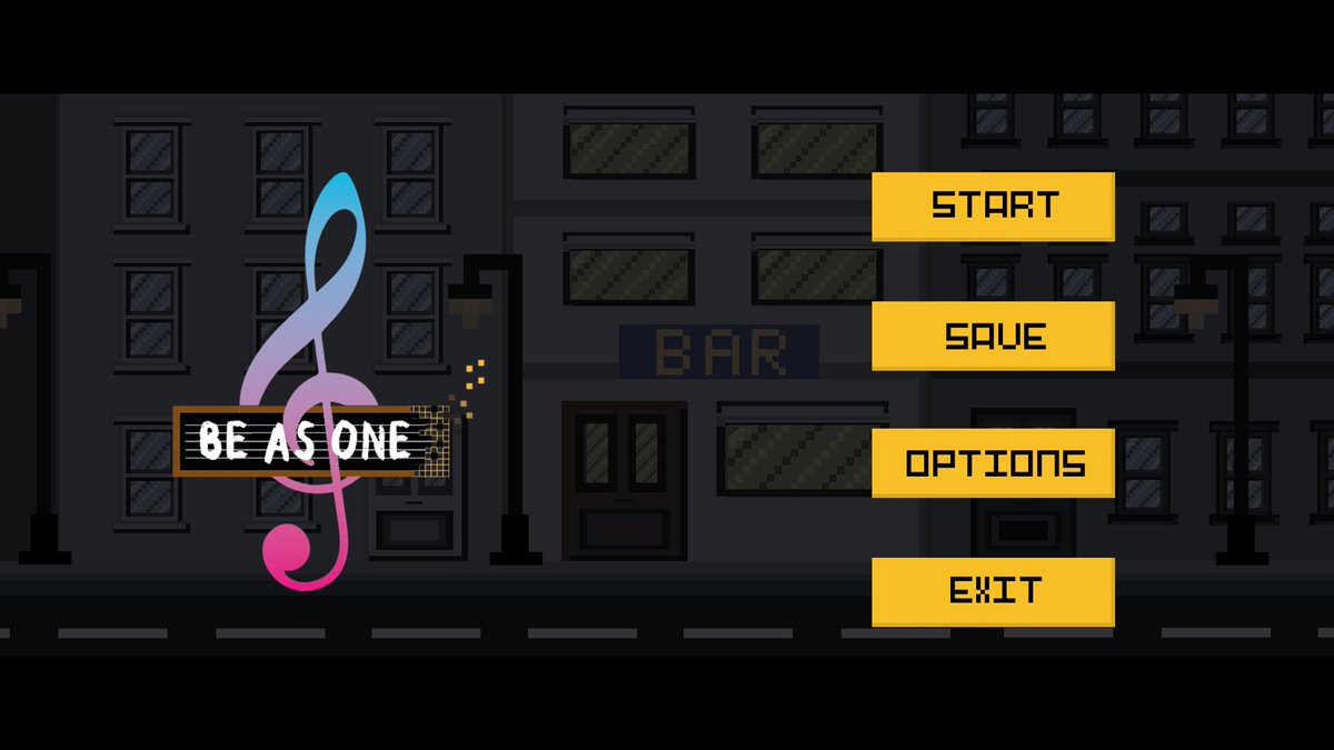 BeAsOneGame's tweet image. Le menu du jeu vous laisse entrevoir l’extérieur du bar où atterrit Melody 👀

Il est en court d’être retravaillé !

#indiegame #gamedesign #gamedev #videogame #pixelart