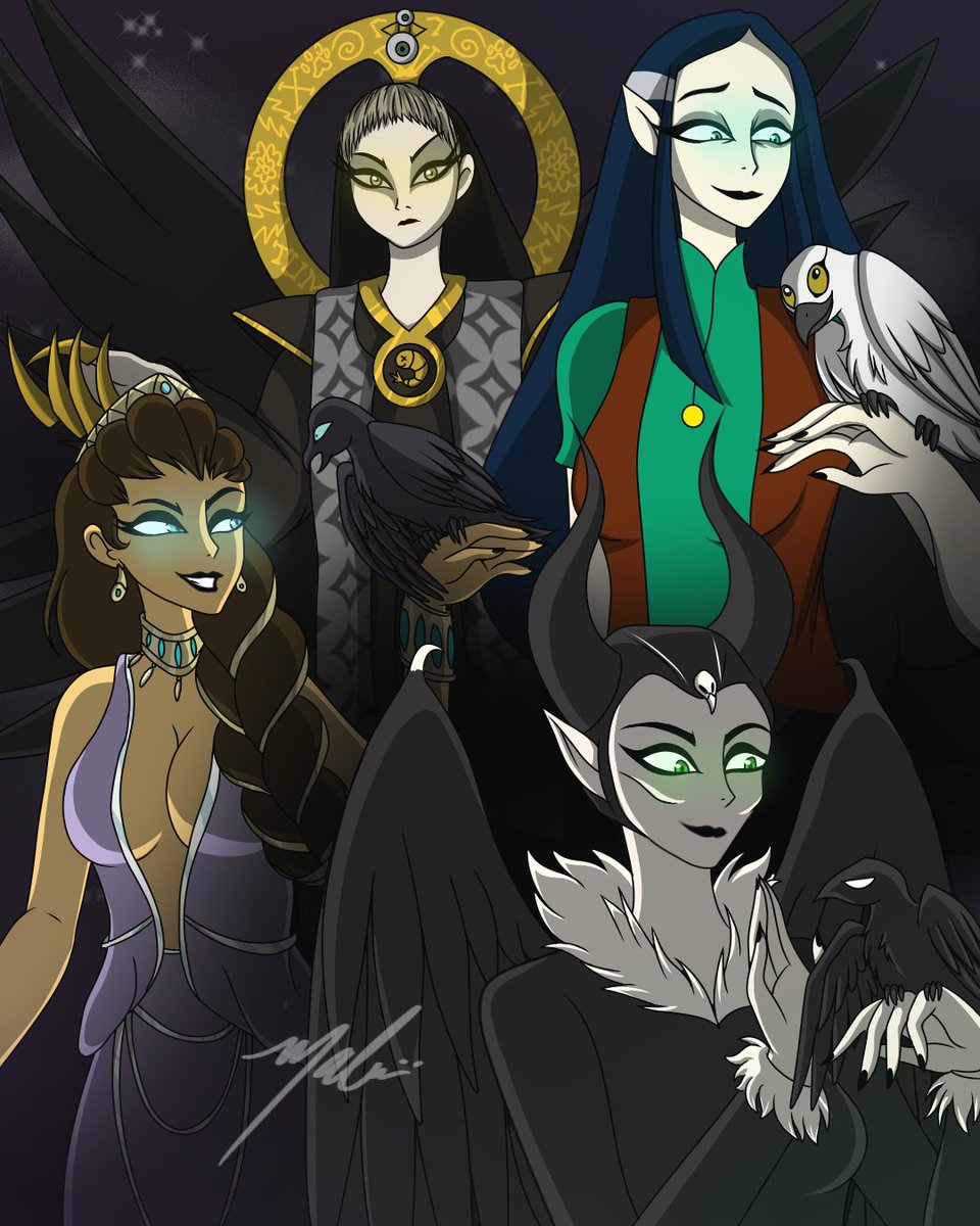 Raven Ladies. Fanart for Women's day

#bloodofzeusfanart #bloodofzeusart #bloodofzeushera #bloodofzeusherafanart #re8fanart #revillage #mothermirandafanart #theowlhousefanart #theowlhouselilith #lilithclawthornefanart #maleficentfanart #maleficentdiaval #diaval #crow #raven