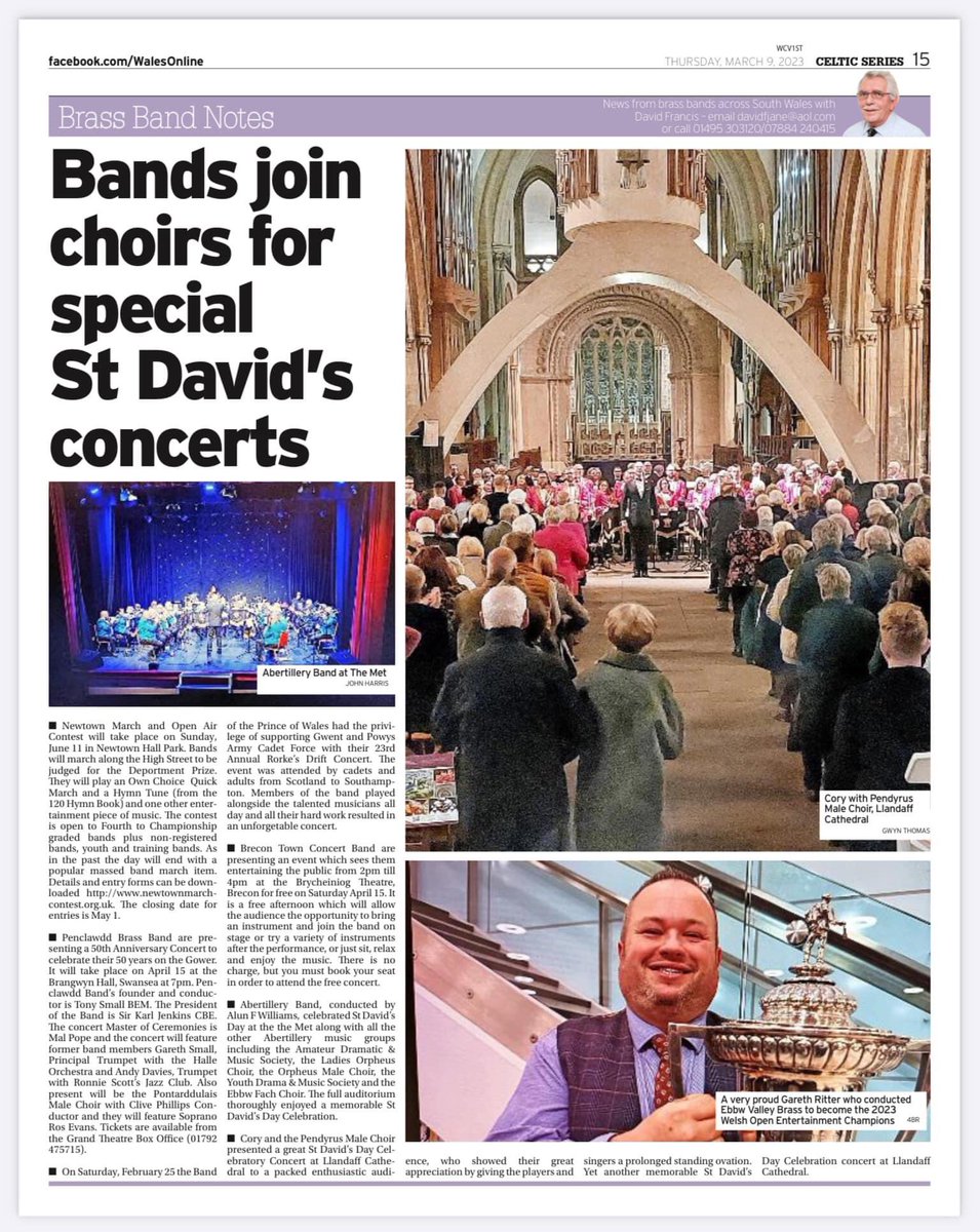 Thank you once again to Brass Band Notes and David Francis for including us in this month’s article @MetAbertillery @BlaenauGwentCBC @BlaenauGwentMP @BlaenauGwent @JulieHolt88