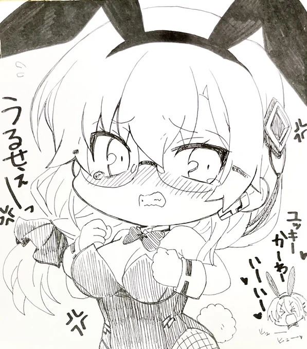 今日のアナログイラスト111日目はヘブバンのユッキー、バニーガールの姿です。 