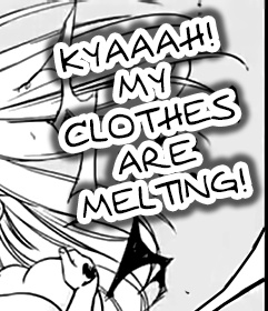 Calling out Sabertooth yet he's having these imaginations 😂

The way he's blushing thinking about Lucy in a reverse bunny suit, plus he thought of it MELTING, oh yeah this is definitely one of his fantasies 😌

I don't wanna hear anyone again say that Natsu is clueless 😤