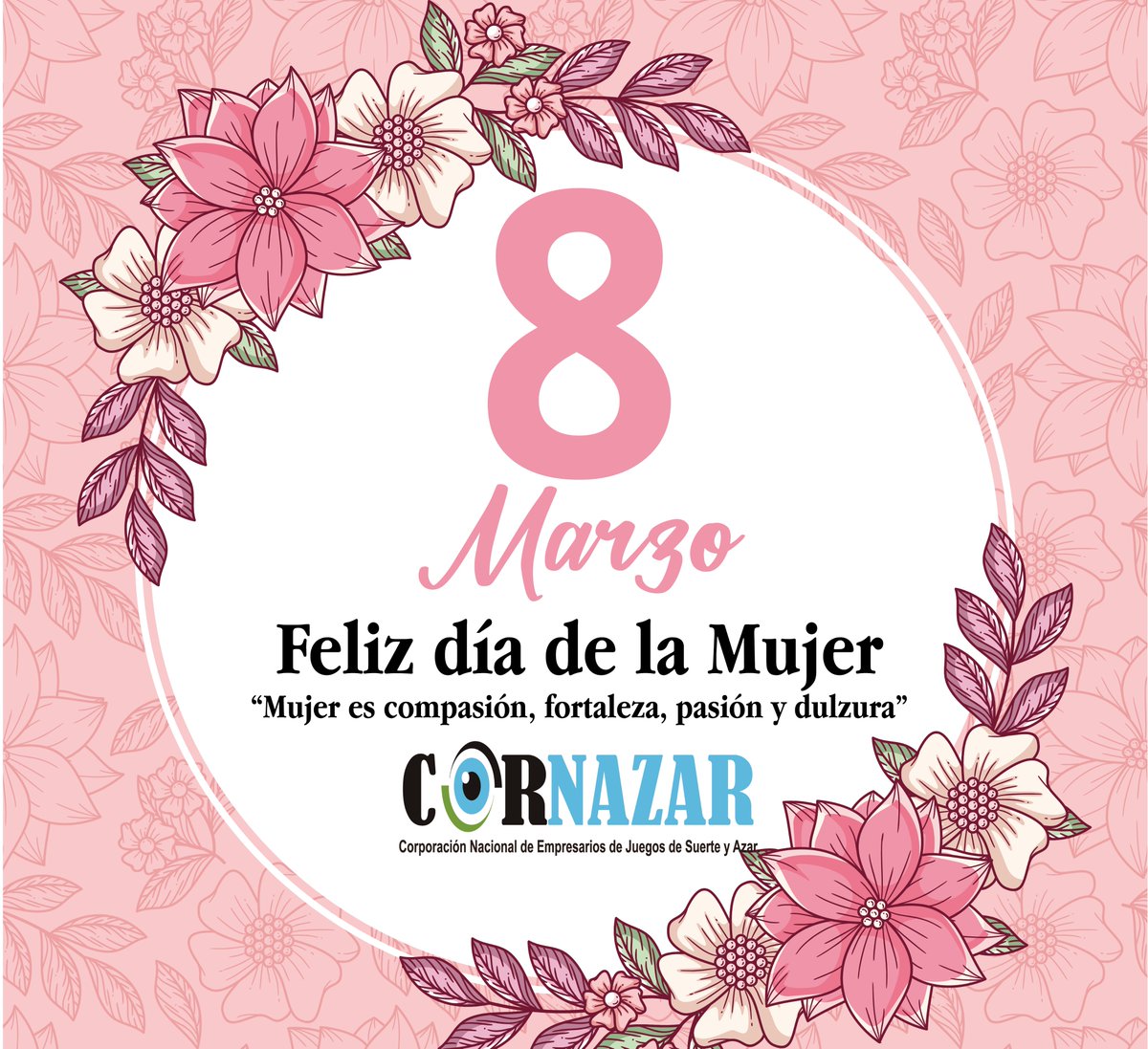 #FelizDíaDeLaMujer 

<a href="/Cornazar2/">Cornazar</a> destaca hoy 8 de marzo el liderazgo, la dulzura, el amor, la dedicación, la valentía, el talento y empoderamiento de las #mujeres que trabajan a diario por la industria de los juegos de suerte y azar.

🌻¡Feliz día de la Mujer!
