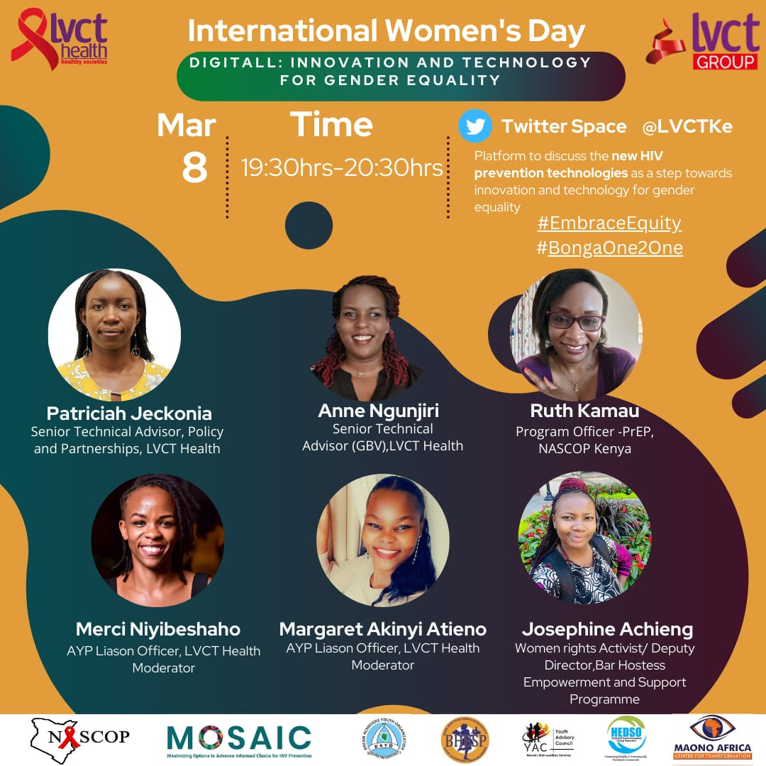 #HIVPreventionTech
#BonganaOne2One
#EmbraceEquity
@MOSAICproj
@LVCTKe
@NASCOP
@PangaeaZimbabwe
@HIVpxresearch
@WACI_Tweets
@WitsRHI
@jpiego
@fhi360
@bhesp
happy womens day guys,, lets celebrate these of our beautiful women out here