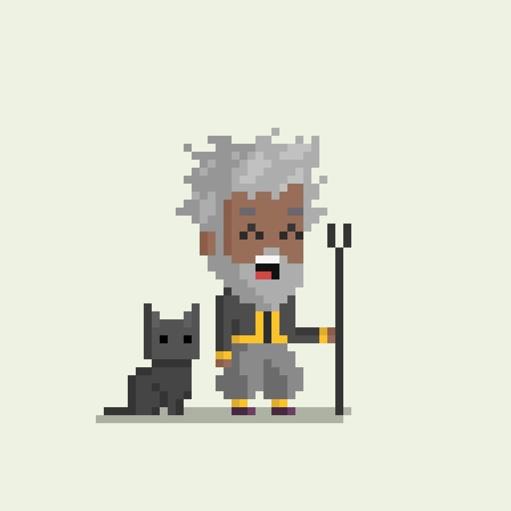 Introducing <a href="/WebWizardsNFT/">WebWizards✨</a> 3382 #wwlore 

Grand Wizard Felix is a jolly old wizard with a sharp mind and a heart of gold. He's been around since the early days of magic and knows more than anyone else in his village. He lives a contented life with his beloved black cat, Fluffy,